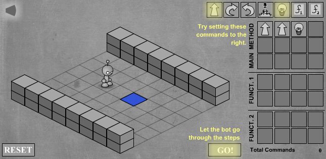 LightBot - скриншот прохождения первого уровня